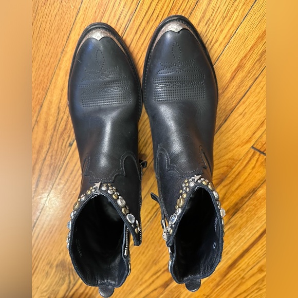 GOLDEN GOOSE YOUNG LEATHER WESTERN ANKLE BOOTS - Picture 13 of 15